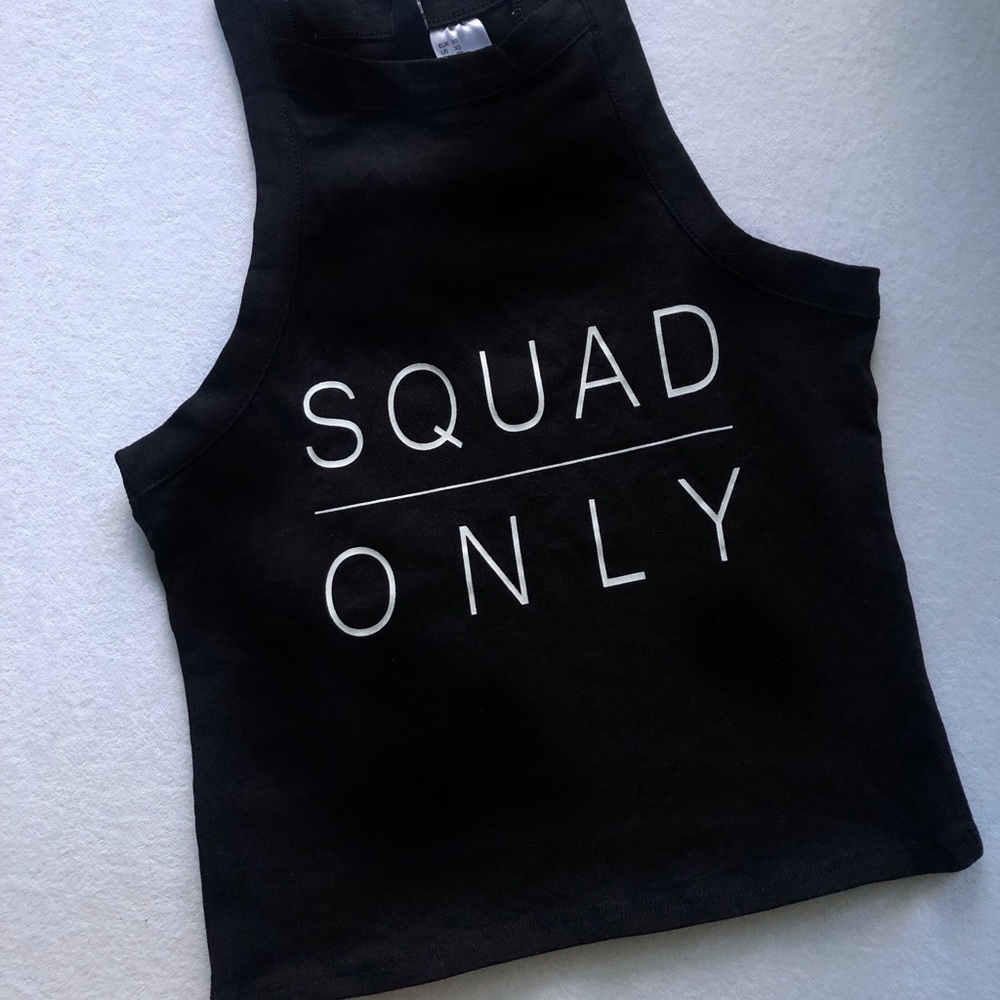 🖤 Black H&M Squad Only Crop Tank Top 🖤 - Picture 2 of 8
